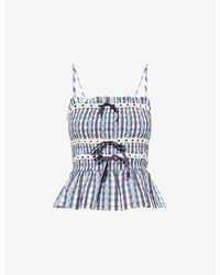 Damson Madder - Katya Gingham-Pattern Cotton Camisole Top - Lyst