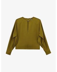 Reiss - X Atelier Mina Cut-Out Long-Sleeve Satin Blouse - Lyst
