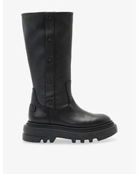 AllSaints - Dolly Stud-Embellished Chunky Knee-High Leather Boots - Lyst