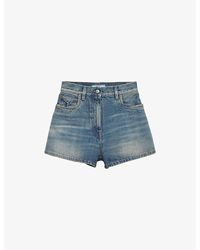Celine Denim Skate Shorts With Electric Sky Wash Electric