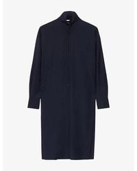 AllSaints - Alix High-Neck Stretch Wool-Blend Shirt Dress - Lyst