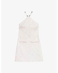 Maje - Halter-neck Sleeveless Tweed Mini Dress - Lyst