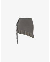 Mistress Rocks - Ruffle-Trim High-Rise Asymmetric Stretch-Mesh Mini Skirt - Lyst