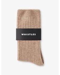 Whistles - Ribbed-Knit Cashmere Socks - Lyst