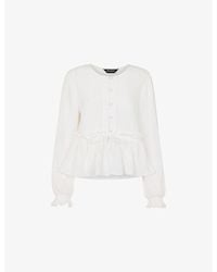 Whistles - Button-Down Peplum-Hem Cotton Blouse - Lyst