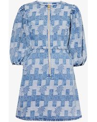 Barbour - Bowhill Boxy-fit Patterned-denim Mini Dress - Lyst