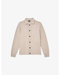 Reiss - Collared Button-Through Knitted Cardigan - Lyst