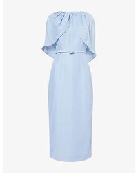 Roland Mouret - Cape Colum Ramie-And-Silk Midi Dress - Lyst