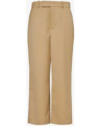 FRAME - Easy Slim Wide-leg High-rise Cropped Wool-blend Trousers - Lyst