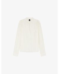 BOSS - Stand-Collar Relaxed-Fit Silk Blouse - Lyst