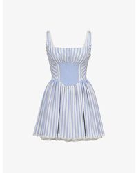 House Of Cb - Liesl Striped Stretch-Woven Mini Dress - Lyst