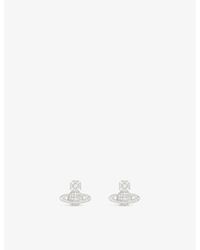 Vivienne Westwood - Carmela Bas Relief Platinum-plated Brass And Cubic Zirconia Earrings - Lyst