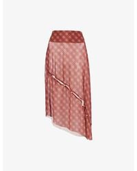 House Of Sunny - Retro Check Asymmetric Stretch-Woven Midi Skirt - Lyst