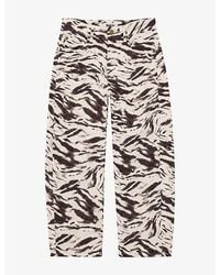 Ro&zo - Zebra-Print Barrel-Leg Denim Jeans - Lyst