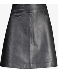 Whistles - A-line Leather Mini Skirt - Lyst