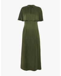 Whistles - Cape-Overlay Satin Midi Dress - Lyst