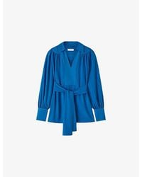 JOSEPH - Bou Belted-Waist Crepe Blouse - Lyst