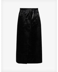 House Of Sunny - Low Rider Croc-embossed Faux-leather Midi Skirt - Lyst