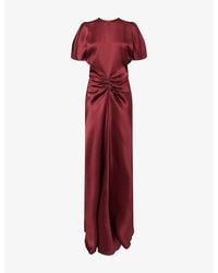 Victoria Beckham - Isabella Split-Sleeve Satin Gown - Lyst