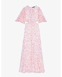 Maje - Floral-print Cut-out Woven Maxi Dress - Lyst