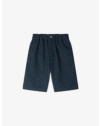 Sandro - Grid-Pattern Elasticated-Waist Denim Shorts - Lyst