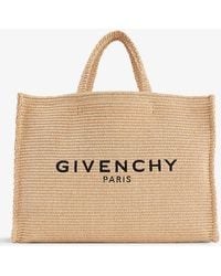 Givenchy - G-tote Large Logo-embroidered Raffia Tote Bag - Lyst