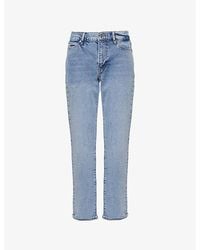 FRAME - The Borrowed Straight-Leg Mid-Rise Stretch-Cotton Jeans - Lyst