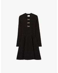 Claudie Pierlot - Knot Long-Sleeve Stretch-Knit Mini Dress - Lyst