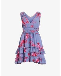 AllSaints - Mikayla Floral-printed Organic-cotton Mini Dress - Lyst