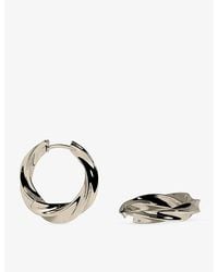 Astrid & Miyu - Cosmic Twist Large Rhodium Plated Brass Hoops - Lyst