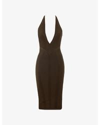 House Of Cb - The Sculpt Halter-Neck Bandage Stretch-Woven Midi Dress - Lyst