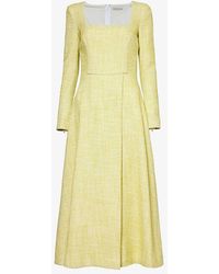 Emilia Wickstead - Fara Tweed-texture Cotton-blend Maxi Dress - Lyst