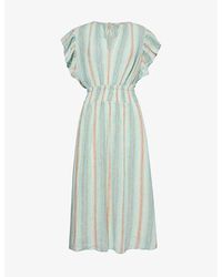 Rails - Iona Stripe-pattern Linen-blend Midi Dress - Lyst