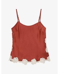 Reiss - Doa Floral-Lace Stretch-Satin Top - Lyst