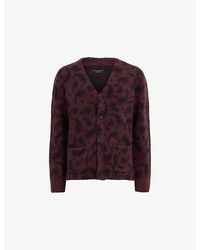 AllSaints - Bancat V-Neck Relaxed-Fit Paisley Stretch Wool And Alpaca-Blend Cardigan - Lyst