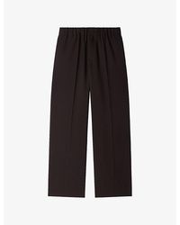 Sandro - Elasticated-Waist Wide-Leg Stretch-Woven Trousers - Lyst