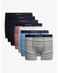 Paul Smith - Branded-waistband Pack Of Seven Stretch-organic Cotton Trunks - Lyst