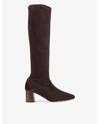 LK Bennett - Davina Square-Toe Suede Heeled Knee-High Boots - Lyst