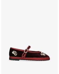 Flabelus - Mae Pierre Jewel Velvet Mary-Jane Flats - Lyst