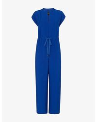 Whistles - Drawstring-Waist Wide-Leg Woven Jumpsuit - Lyst