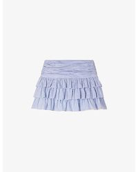 Sandro - Ruffled Stripe-Print Cotton Mini Skirt - Lyst