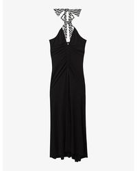 Reiss - Iris Tie-neck Slim-fit Jersey Maxi Dress - Lyst