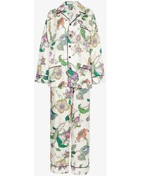 Olivia Von Halle - Yves Floral-pattern Silk Pyjama Set - Lyst