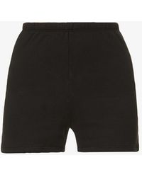 Joah Brown Slim-fit High-rise Cotton-jersey Shorts - Black
