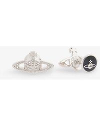 Vivienne Westwood - Mini Bas Relief Silver-tone Brass And Crystal Cufflinks - Lyst