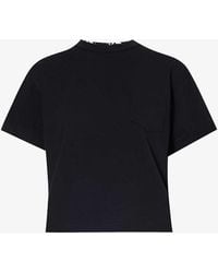 Sacai - Floral-pattern Pleated-back Cotton-jersey T-shirt - Lyst