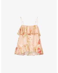 Zimmermann - Roselight Frill Cami Silk Top - Lyst