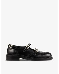 Sandro - Double-Strap Flat Leather Derby Shoes - Lyst