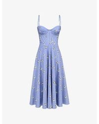 House Of Cb - Steffani Floral-Print Stretch-Cotton Midi Dress - Lyst