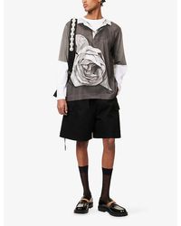 Simone Rocha Olympia Printed Cotton Jersey T-Shirt in Black for